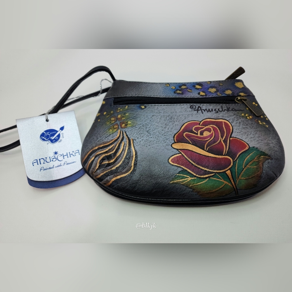Anuschka Hand Painted Leather Crossbody Bag NWT - Picture 7 of 13